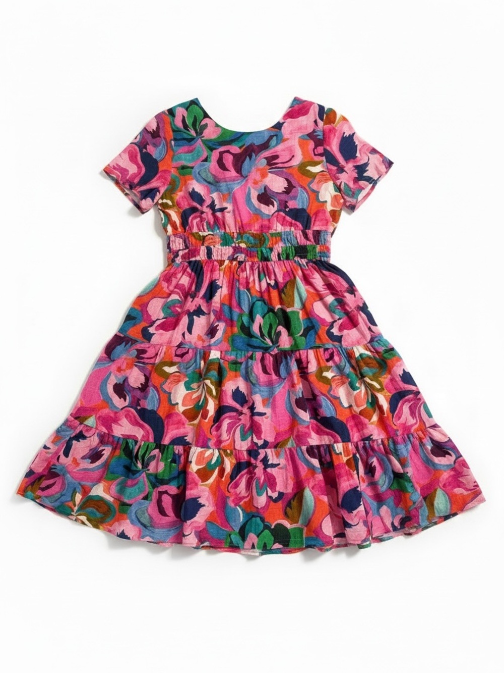 Johnny Was Smocked Tier Dress Womens M Ambre Floral NEW Floral Cotton Midi - Picture 6 of 14